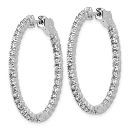 14K Weißgold Creolen mit runden Diamanten und Sicherheitsverschluss