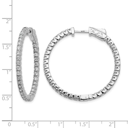 14K Weißgold Creolen mit runden Diamanten und Sicherheitsverschluss