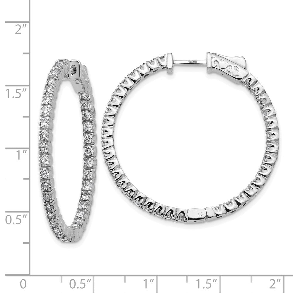 14K Weißgold Creolen mit runden Diamanten und Sicherheitsverschluss