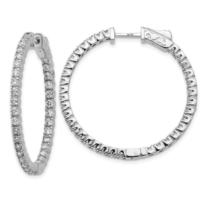 14K Weißgold Creolen mit runden Diamanten und Sicherheitsverschluss