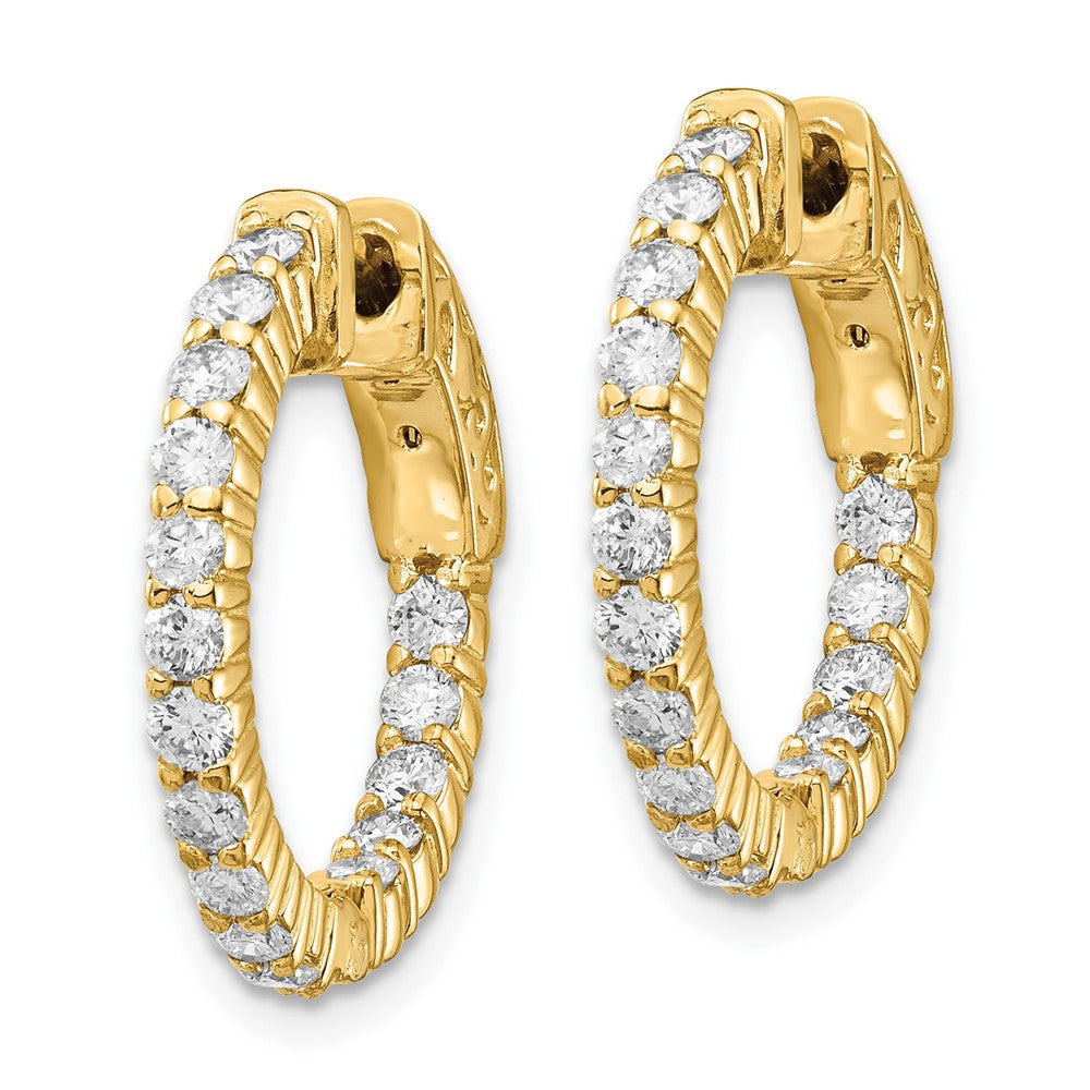14K Gelbgold Runde Diamant-Creolen mit Sicherheitsverschluss