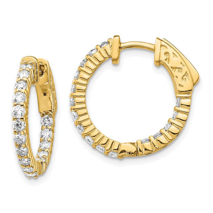 14K Gelbgold Runde Diamant-Creolen mit Sicherheitsverschluss