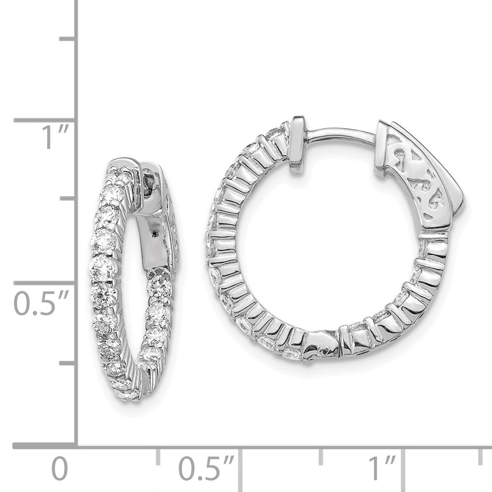 14K Weißgold Diamant-Creolen mit rundem Design und Sicherheitsverschluss