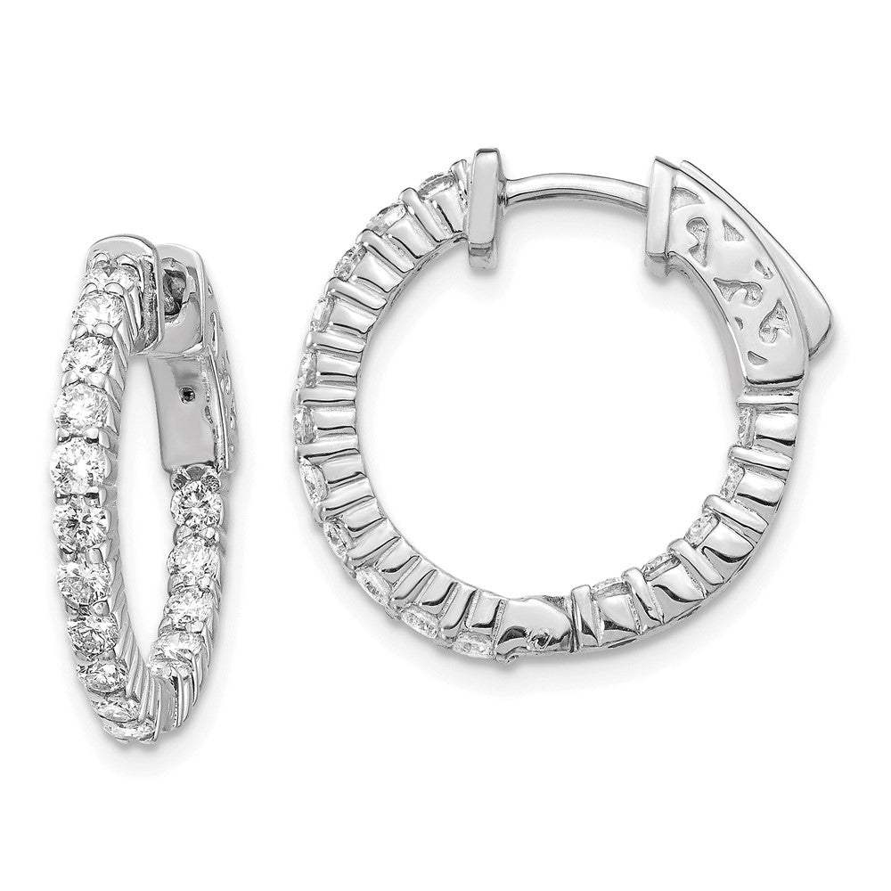 14K Weißgold Diamant-Creolen mit rundem Design und Sicherheitsverschluss