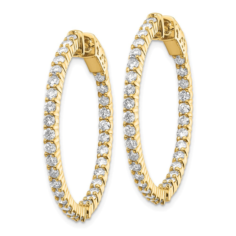 14K Gelbgold Diamant Runde Creolen mit Sicherheitsverschluss