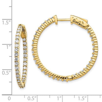 14K Gelbgold Diamant Runde Creolen mit Sicherheitsverschluss
