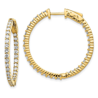 14K Gelbgold Diamant Runde Creolen mit Sicherheitsverschluss