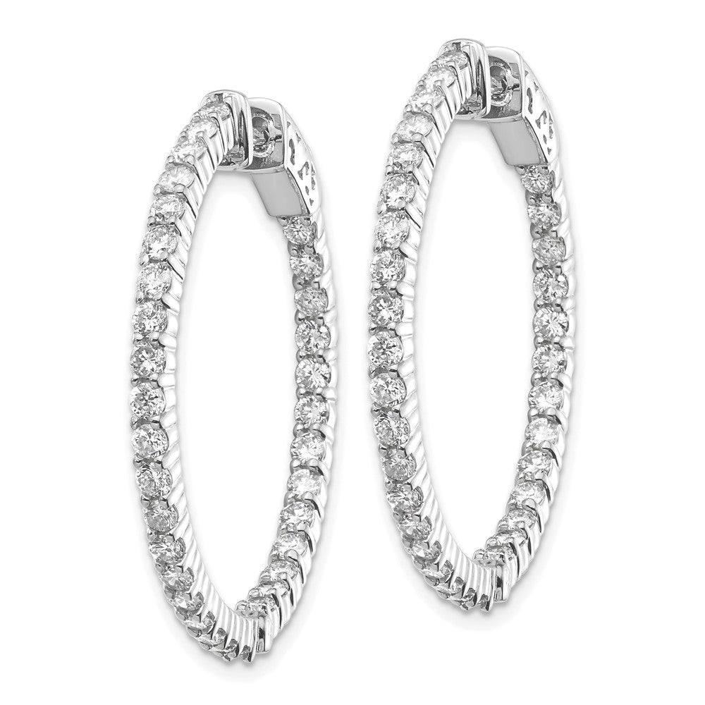 14K Weißgold Diamant Runde Creolen mit Sicherheitsverschluss