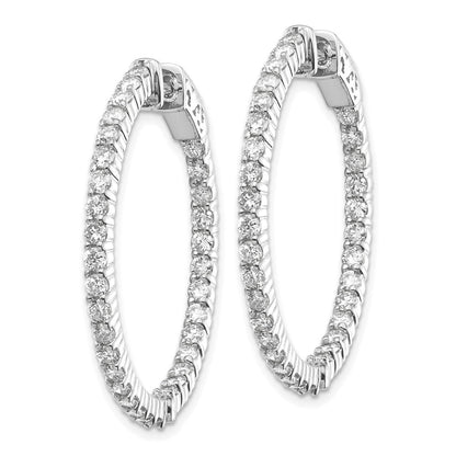 14K Weißgold Diamant Runde Creolen mit Sicherheitsverschluss