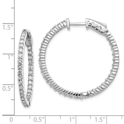 14K Weißgold Diamant Runde Creolen mit Sicherheitsverschluss