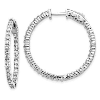 14K Weißgold Diamant Runde Creolen mit Sicherheitsverschluss