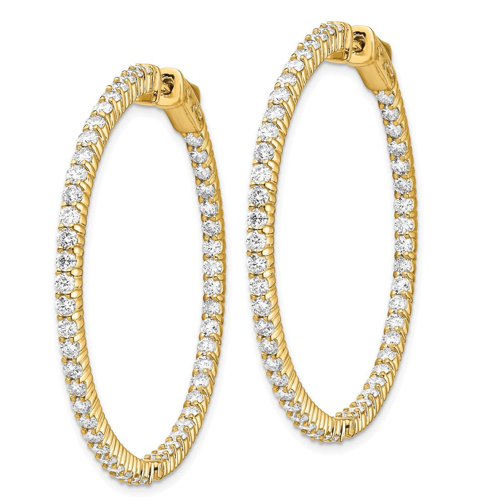 14K Gelbgold Diamant Runde Creolen mit Sicherheitsverschluss