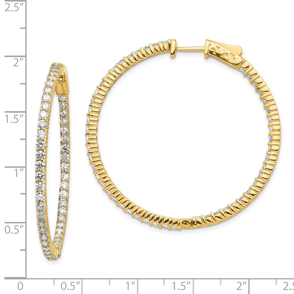 14K Gelbgold Diamant Runde Creolen mit Sicherheitsverschluss