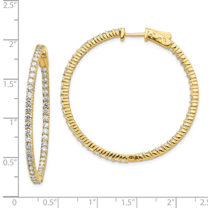 14K Gelbgold Diamant Runde Creolen mit Sicherheitsverschluss