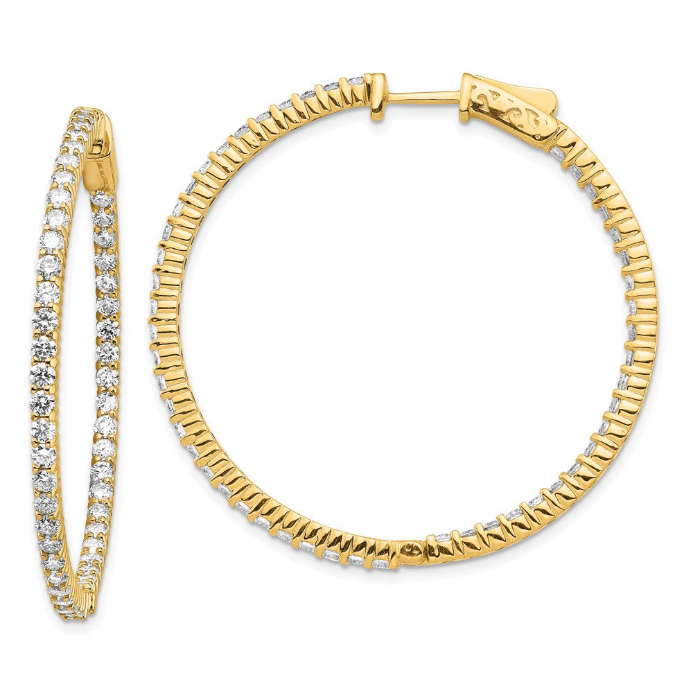 14K Gelbgold Diamant Runde Creolen mit Sicherheitsverschluss