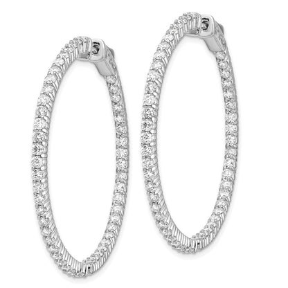 14K Weißgold Creolen mit runden Diamanten und Sicherheitsverschluss