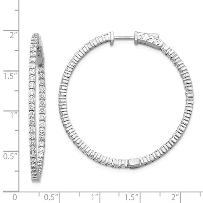 14K Weißgold Creolen mit runden Diamanten und Sicherheitsverschluss