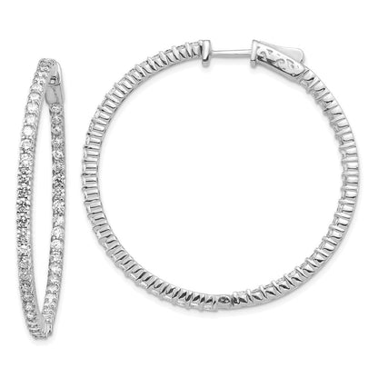 14K Weißgold Creolen mit runden Diamanten und Sicherheitsverschluss