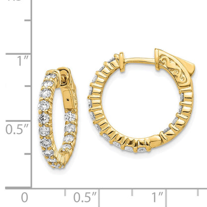 14K Gelbgold Diamant-Creolen mit Sicherheitsverschluss, rund