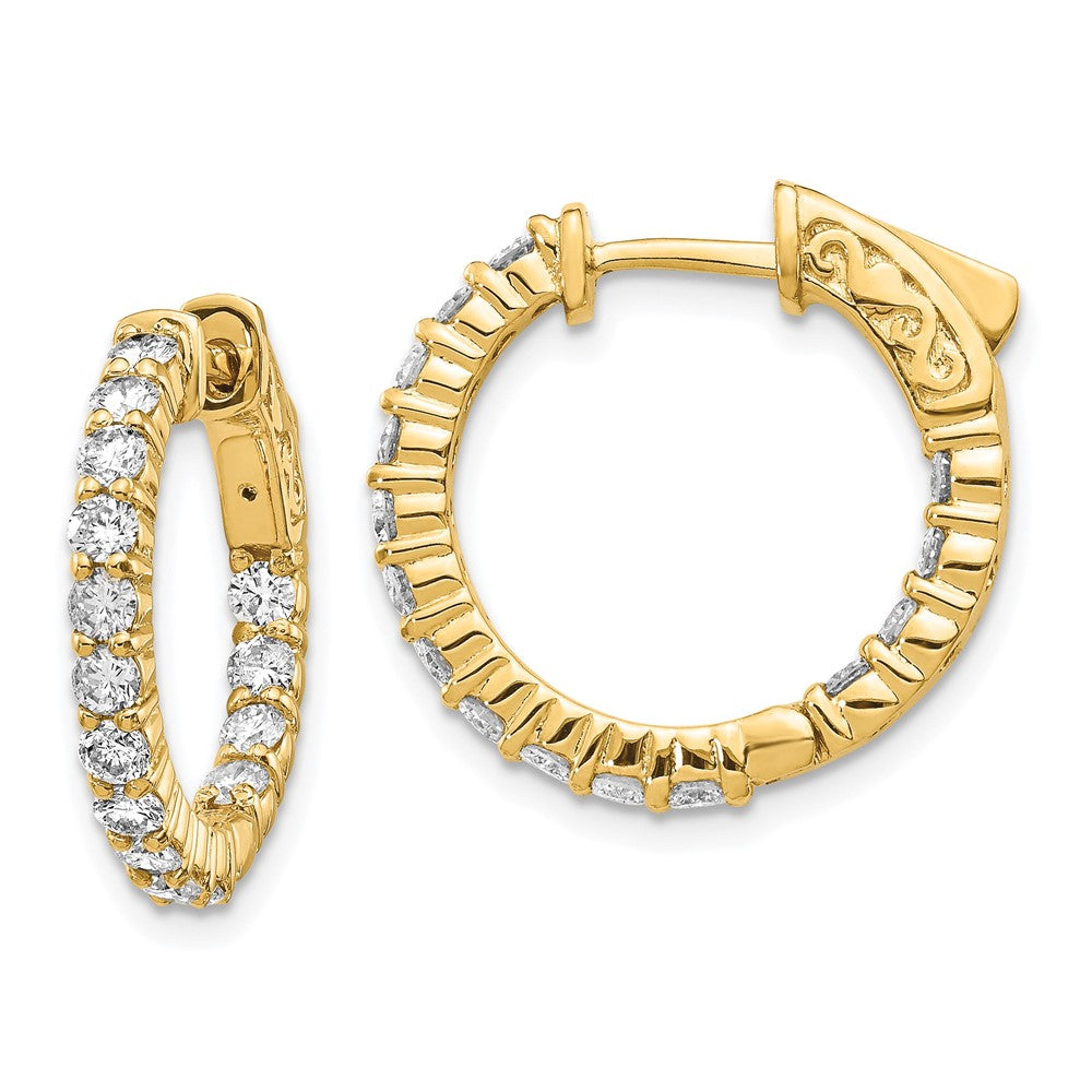14K Gelbgold Diamant-Creolen mit Sicherheitsverschluss, rund