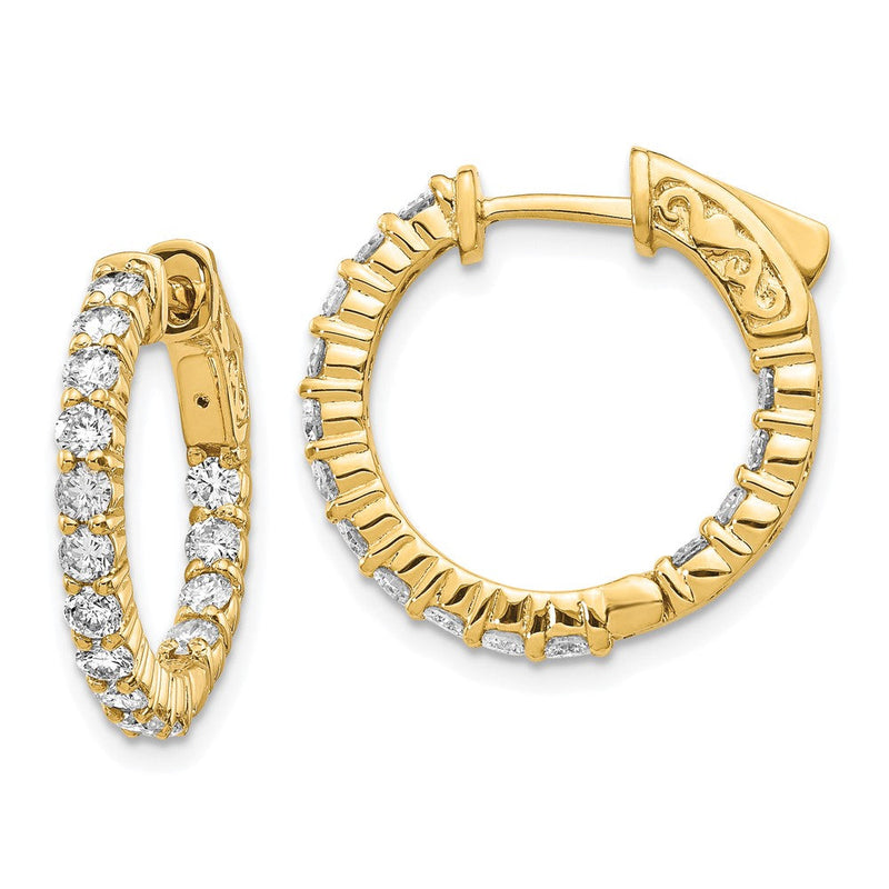 14K Gelbgold Diamant-Creolen mit Sicherheitsverschluss, rund