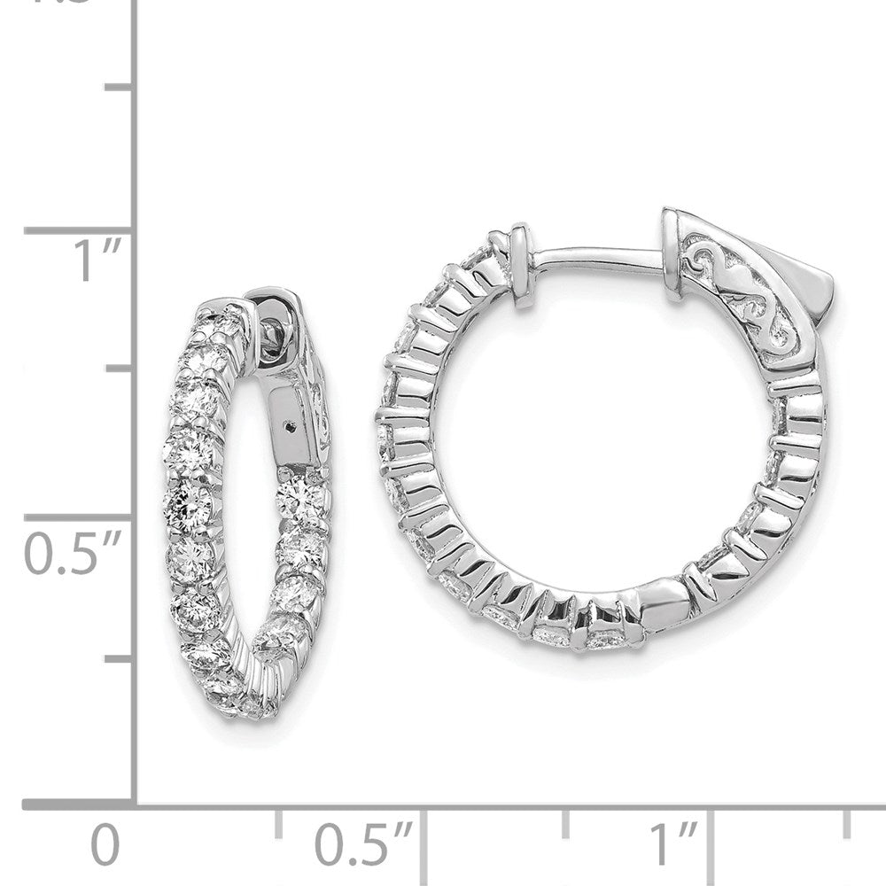 14K Weißgold Diamant Runde Creolen mit Sicherheitsverschluss