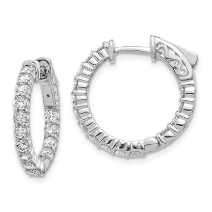 14K Weißgold Diamant Runde Creolen mit Sicherheitsverschluss