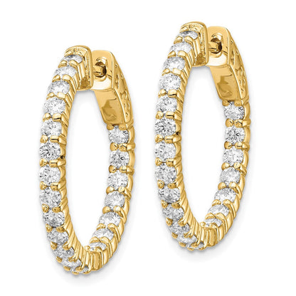 14K Gelbgold Diamant Creolen mit Sicherheitsverschluss