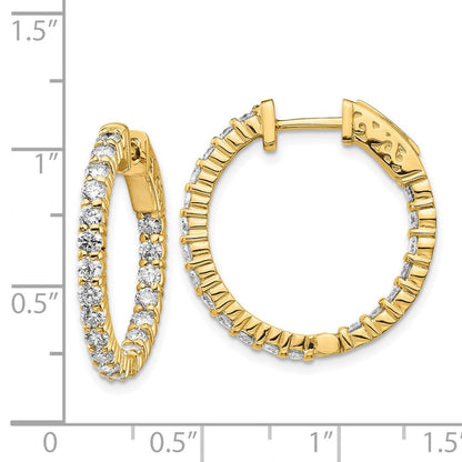 14K Gelbgold Diamant Creolen mit Sicherheitsverschluss
