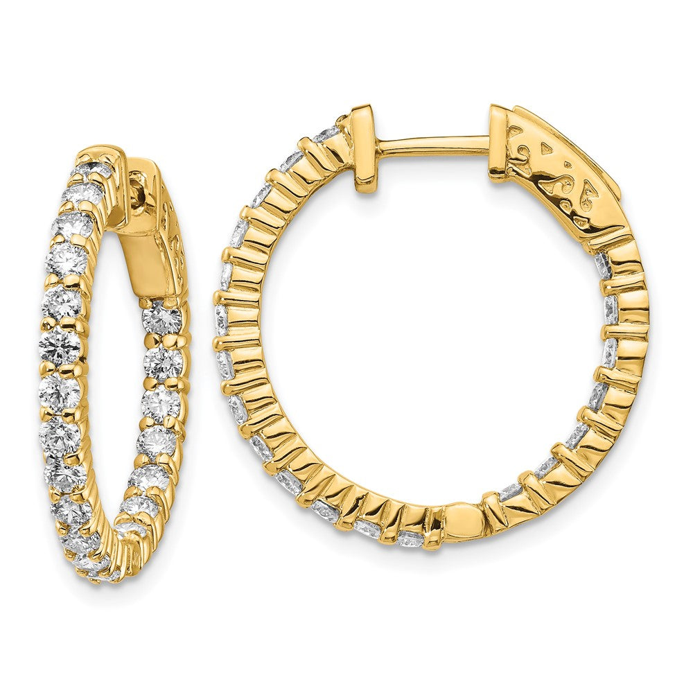 14K Gelbgold Diamant Creolen mit Sicherheitsverschluss