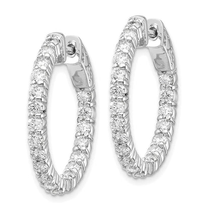 14K Weißgold Diamant Rund-Creolen mit Sicherheitsverschluss