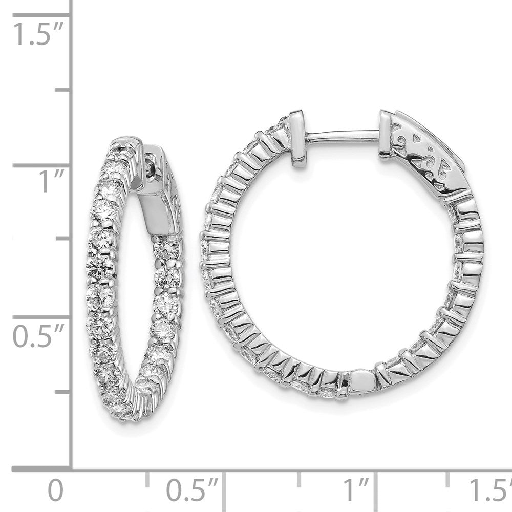 14K Weißgold Diamant Rund-Creolen mit Sicherheitsverschluss