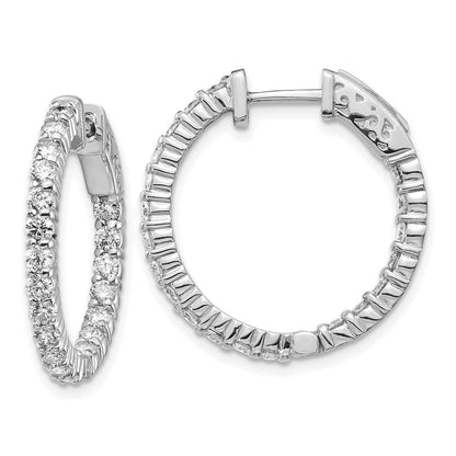 14K Weißgold Diamant Rund-Creolen mit Sicherheitsverschluss