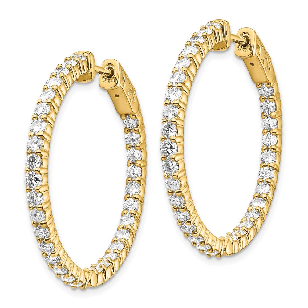 14K Gelbgold Diamant Runde Creolen mit Sicherheitsverschluss