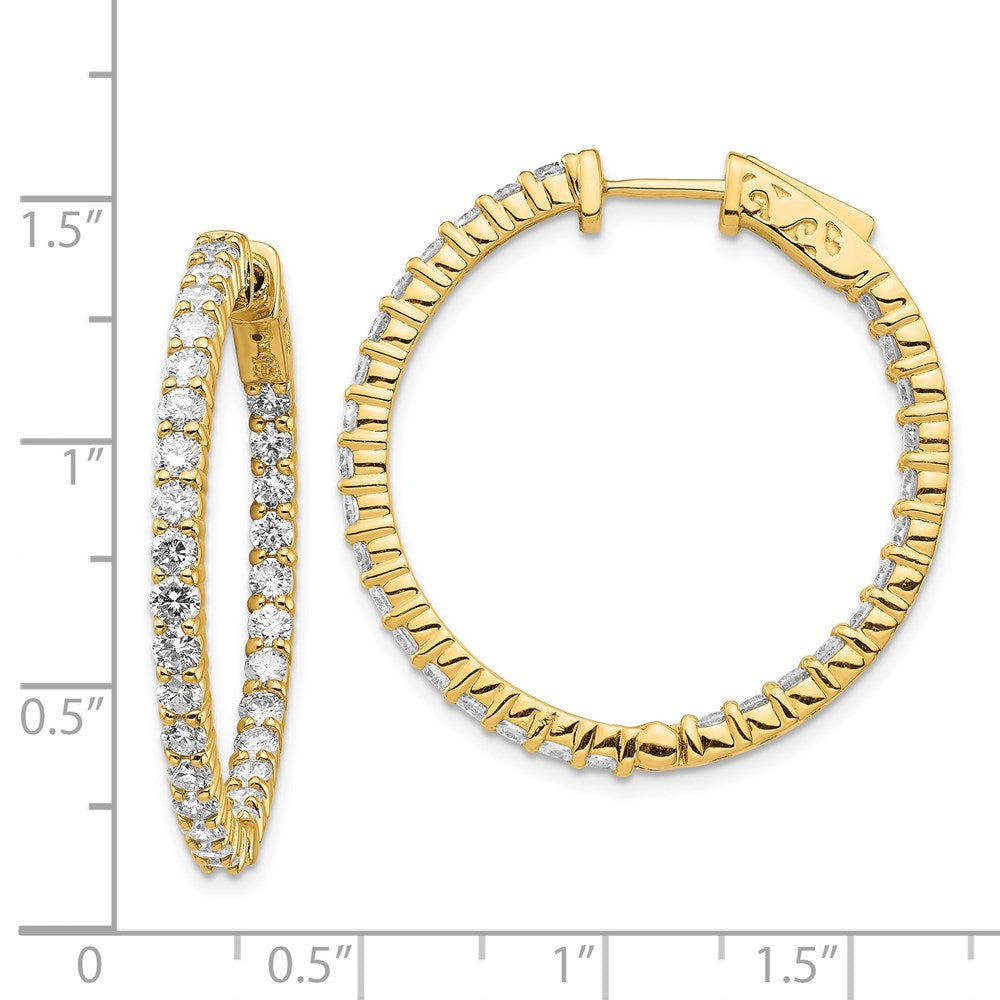 14K Gelbgold Diamant Runde Creolen mit Sicherheitsverschluss