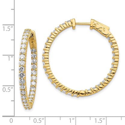14K Gelbgold Diamant Runde Creolen mit Sicherheitsverschluss