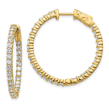 14K Gelbgold Diamant Runde Creolen mit Sicherheitsverschluss