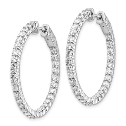 14K Weißgold Diamant Runde Creolen mit Sicherheitsverschluss