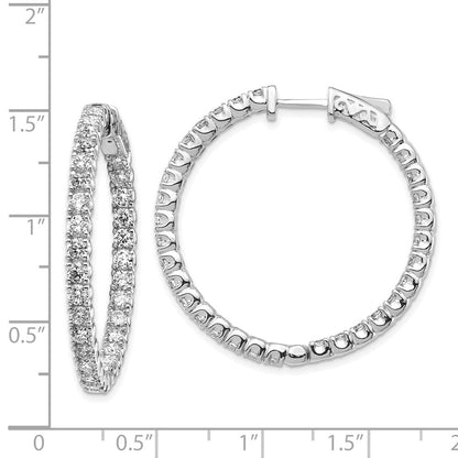 14K Weißgold Diamant Runde Creolen mit Sicherheitsverschluss