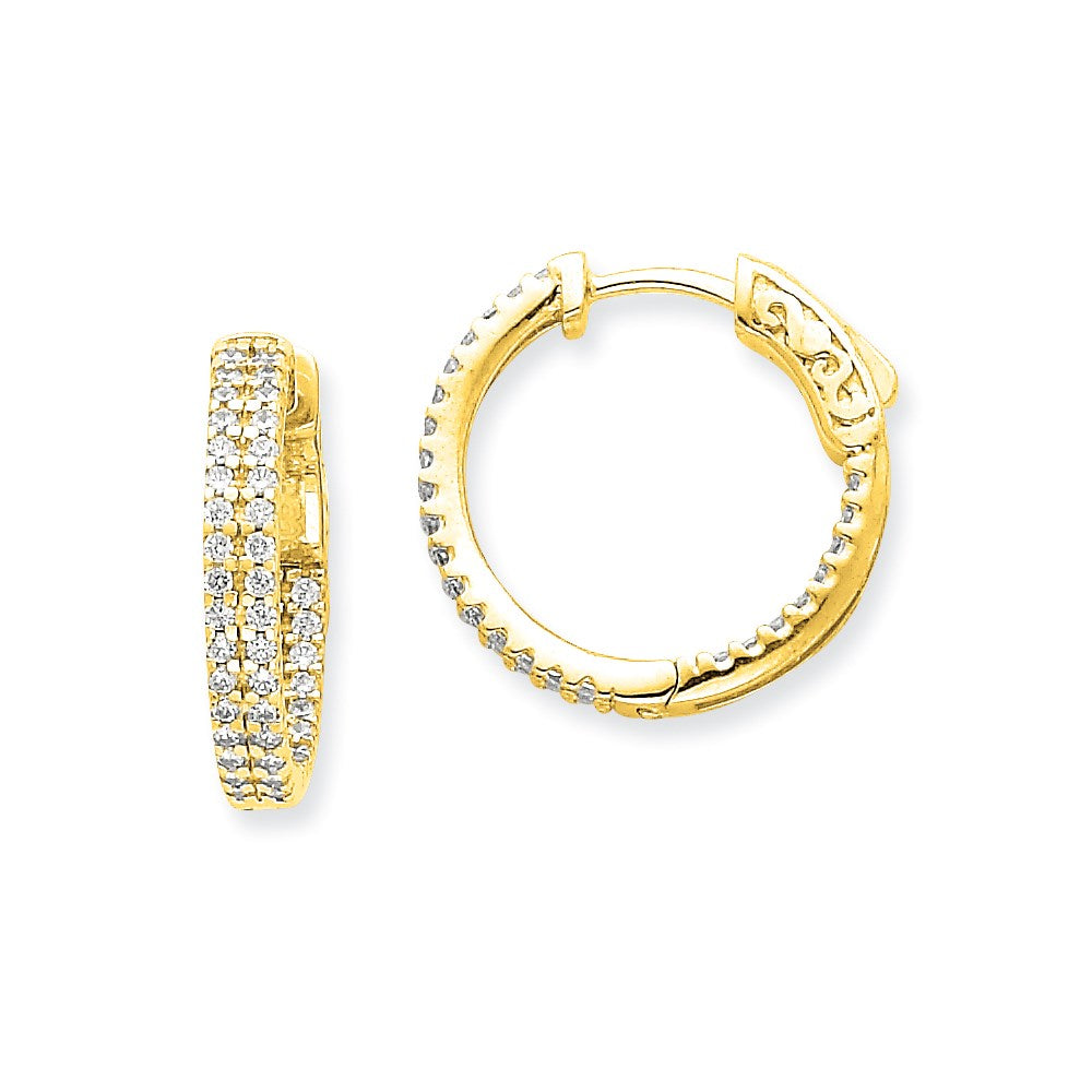 14K Gelbgold Diamant Creolen mit Sicherheitsverschluss