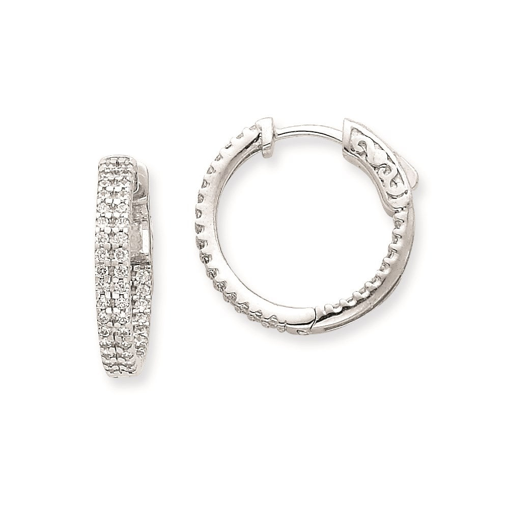 14K Weißgold Diamant Creolen mit Sicherheitsverschluss