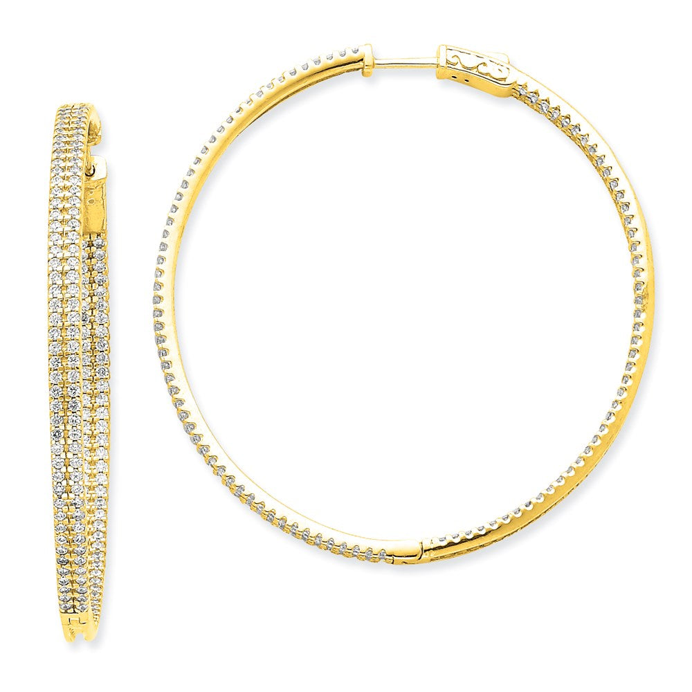 14K Gelbgold Diamant Creolen mit Sicherheitsverschluss