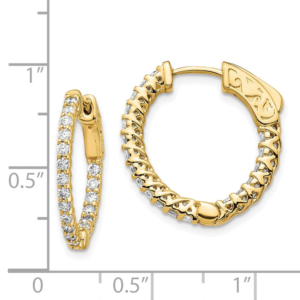14K Gelbgold Diamant-Creolen mit Sicherheitsverschluss