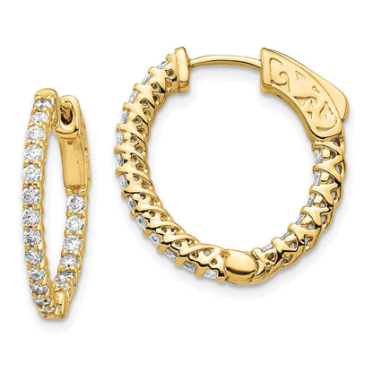14K Gelbgold Diamant-Creolen mit Sicherheitsverschluss