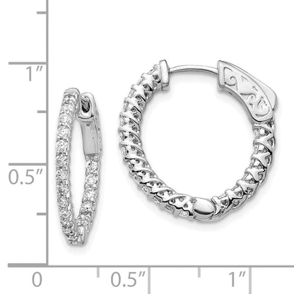 14K Weißgold Diamant Runde Creolen mit Sicherheitsverschluss