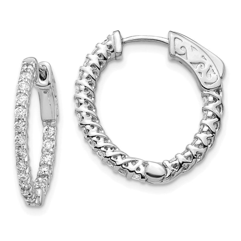 14K Weißgold Creolen mit 0,75 ct. Labor gezüchteten Diamanten VS/SI+ G+ Rund In-und-Out Sicherheitsverschluss