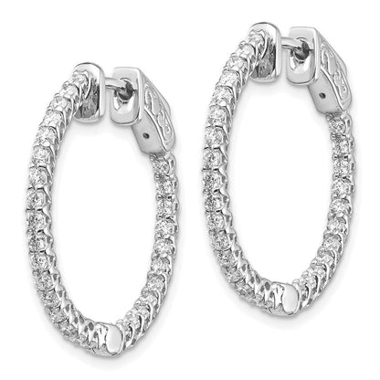 14K Weißgold Diamant Creolen mit Sicherheitsverschluss