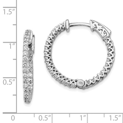 14K Weißgold Diamant Creolen mit Sicherheitsverschluss
