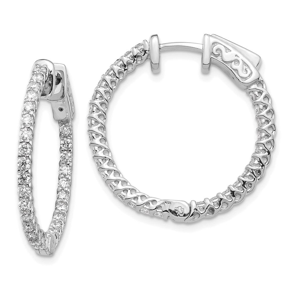 14K Weißgold Diamant Creolen mit Sicherheitsverschluss