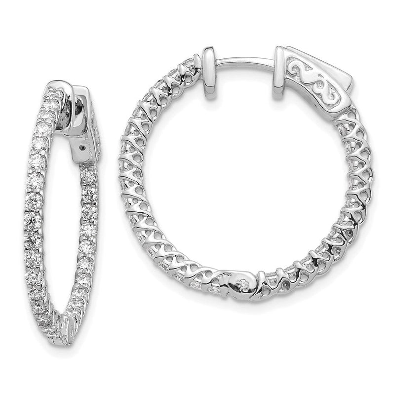 14K Weißgold Diamant Creolen mit Sicherheitsverschluss